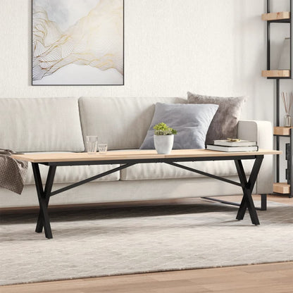 Mesa de centro estrutura em X 160x40x45cm pinho e aço