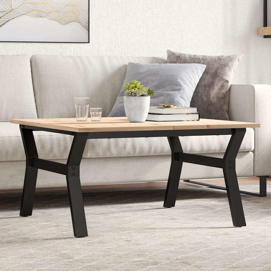 Mesa de centro estrutura em Y 80x80x45 cm pinho e aço