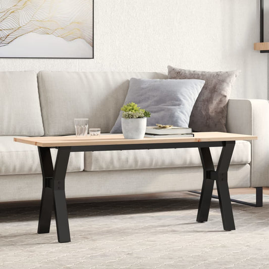 Mesa de centro estrutura em Y 110x40x45cm pinho e aço