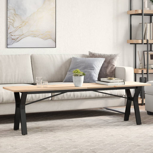 Mesa de centro estrutura em Y 160x40x45cm pinho e aço