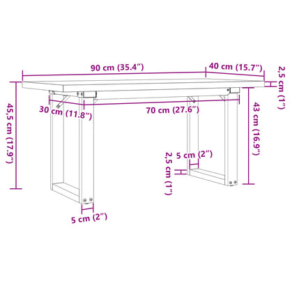 Mesa de centro estrutura em O 90x40x45,5 cm pinho/aço