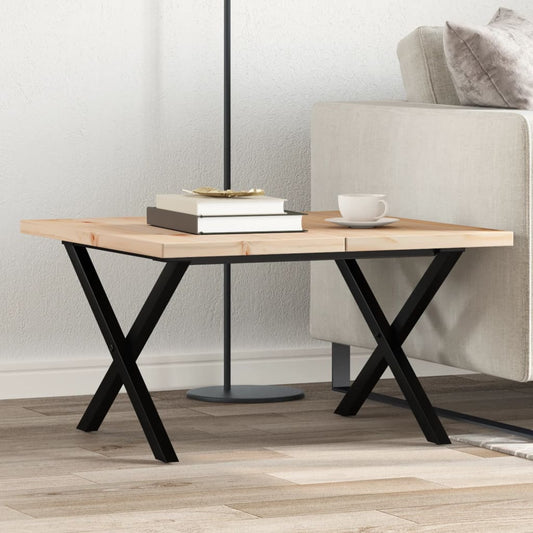 Mesa de centro estrutura em X 60x60x40,5 cm pinho/aço
