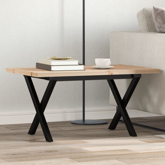Mesa de centro estrutura em X 80x50x40,5 cm pinho/aço