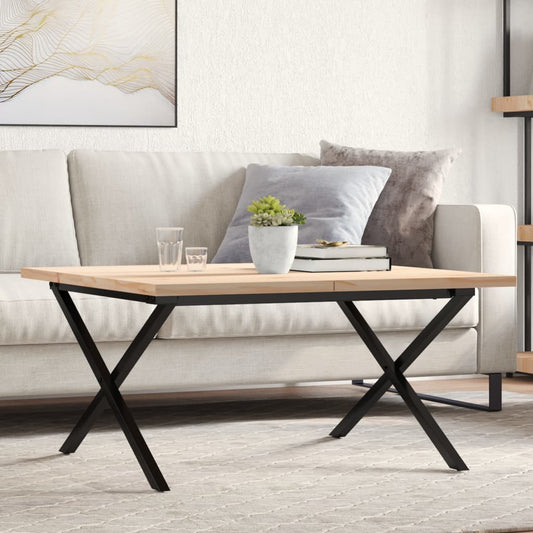 Mesa de centro estrutura em X 80x80x45,5 cm pinho/aço