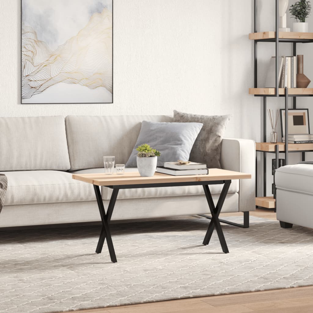 Mesa de centro estrutura em X 90x40x45,5 cm pinho/aço