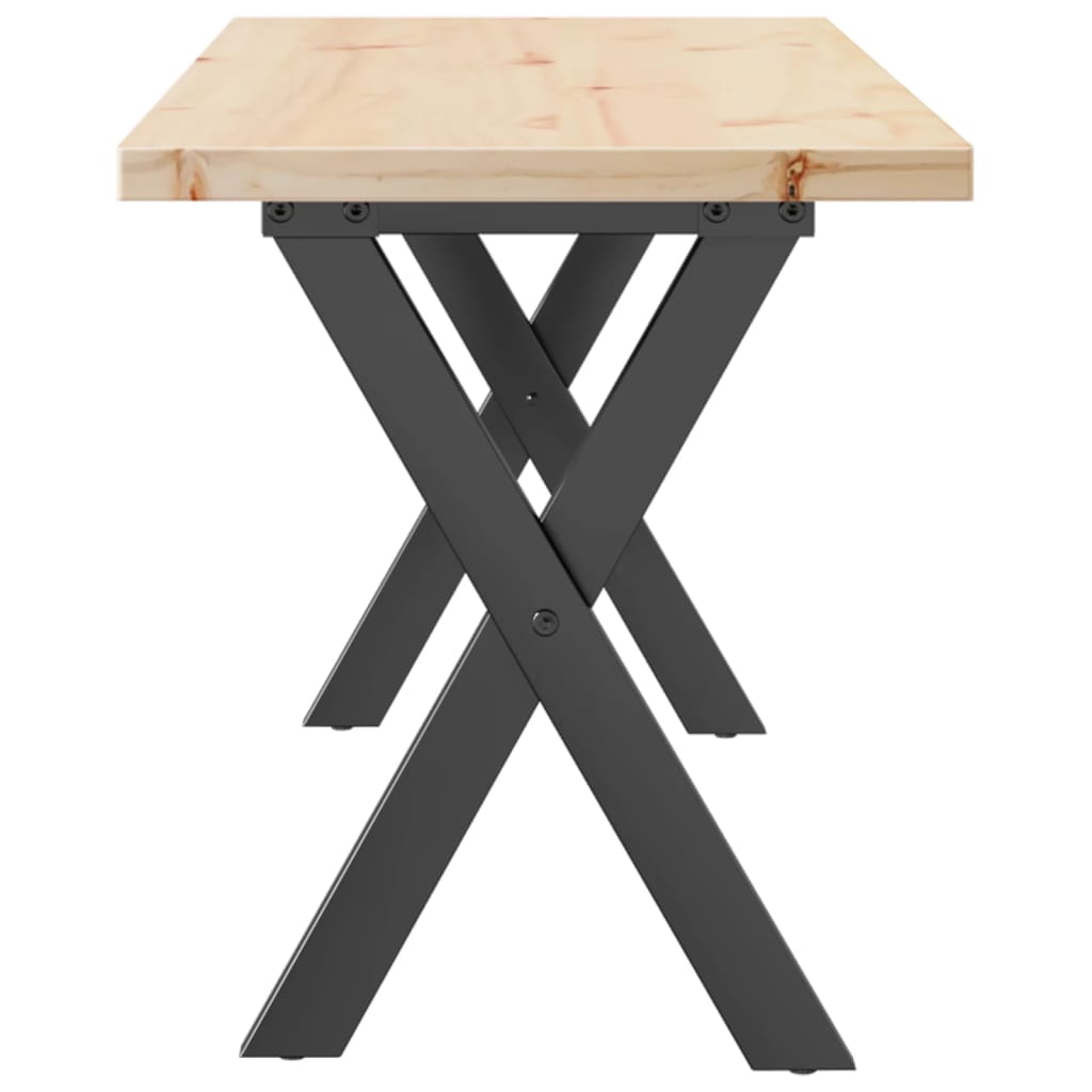 Mesa de centro estrutura em X 110x40x45,5cm pinho/aço
