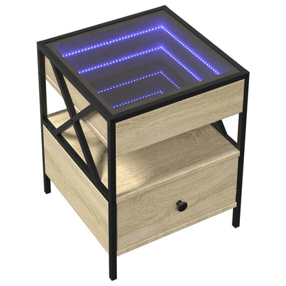 Mesa de cabeceira c/ LED Infinity 40x40x51 cm carvalho sonoma