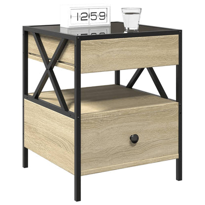 Mesa de cabeceira c/ LED Infinity 40x40x51 cm carvalho sonoma