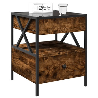 Mesa de cabeceira c/ LED Infinity 40x40x51 cm carvalho fumado