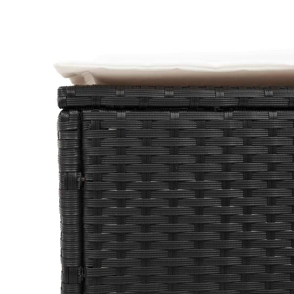 Conjunto de espreguiçadeiras com almofadão 3 pcs vime PE preto