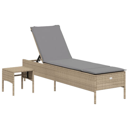 Conjunto de espreguiçadeiras com almofadão 3 pcs vime PE bege