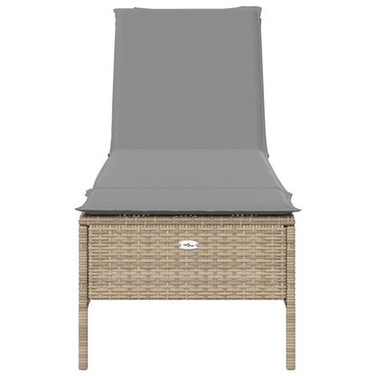 Conjunto de espreguiçadeiras com almofadão 3 pcs vime PE bege