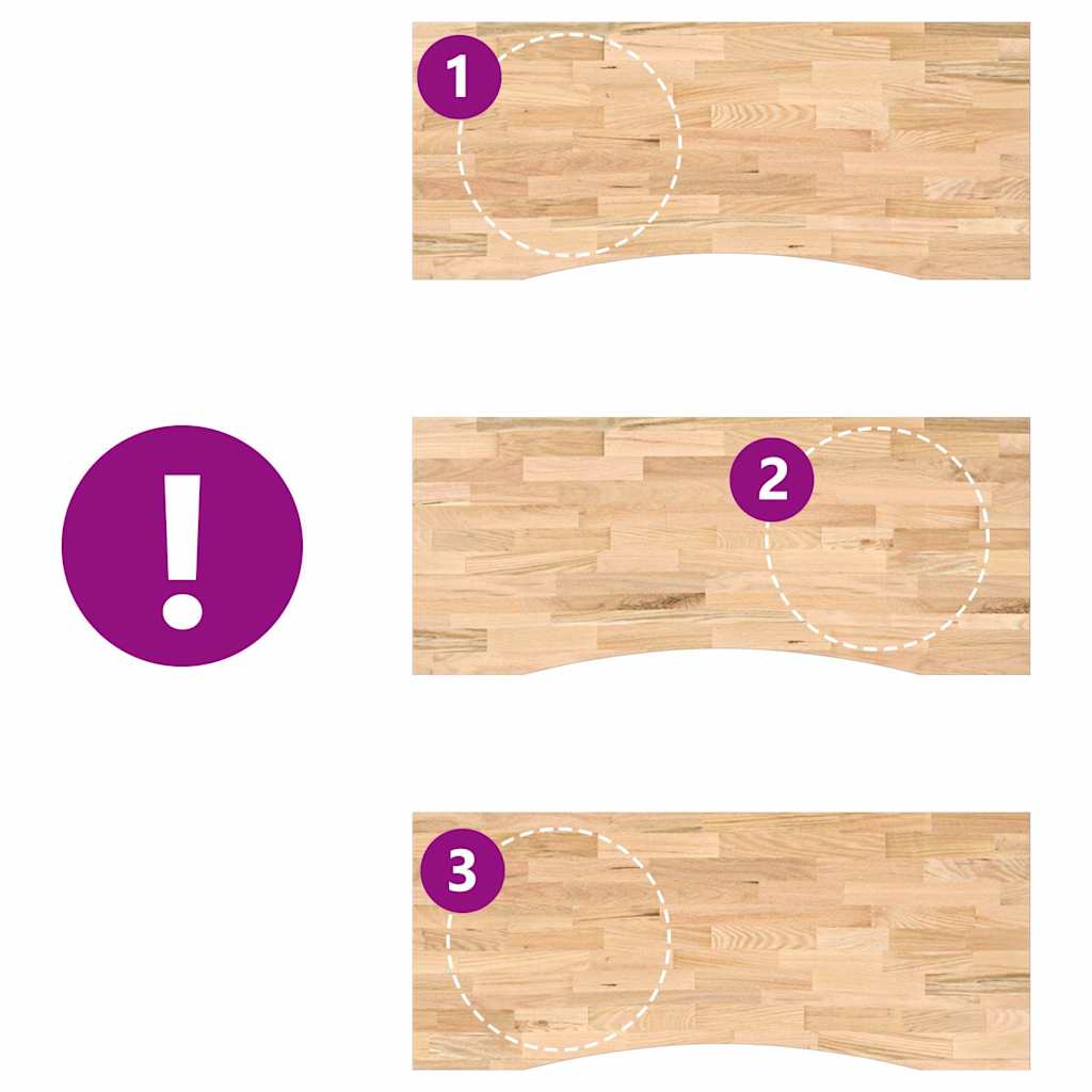 Tampo mesa retangular 120x60x2,5 cm carvalho maciço não tratado