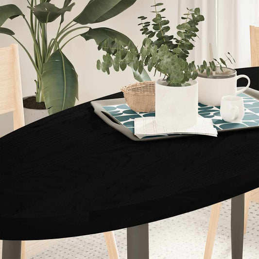 Tampo de mesa 140x60x4 cm carvalho maciça oval castanho-escuro