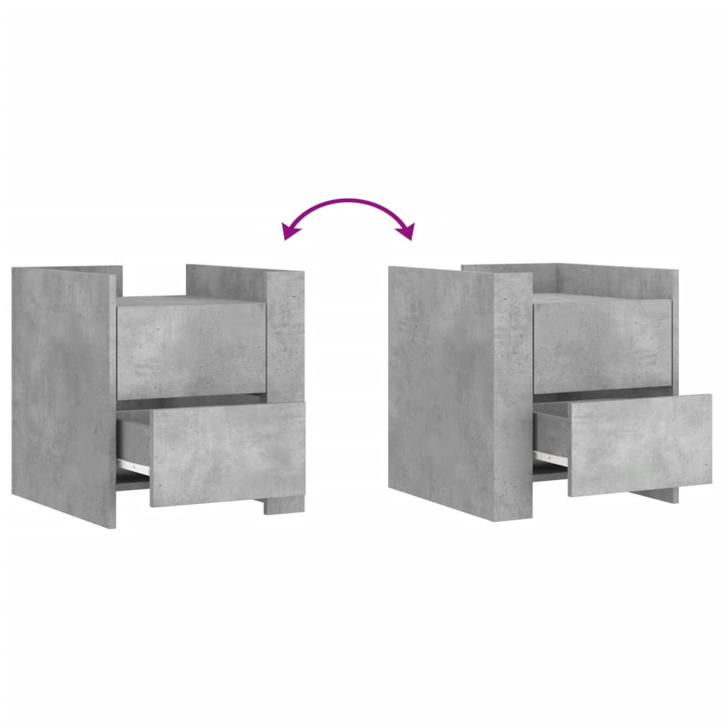 Mesa de cabeceira 45x50x50cm derivados madeira cinzento cimento