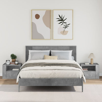 Mesas de cabeceira de parede 2 pcs 45x30x35 cm cinzento cimento