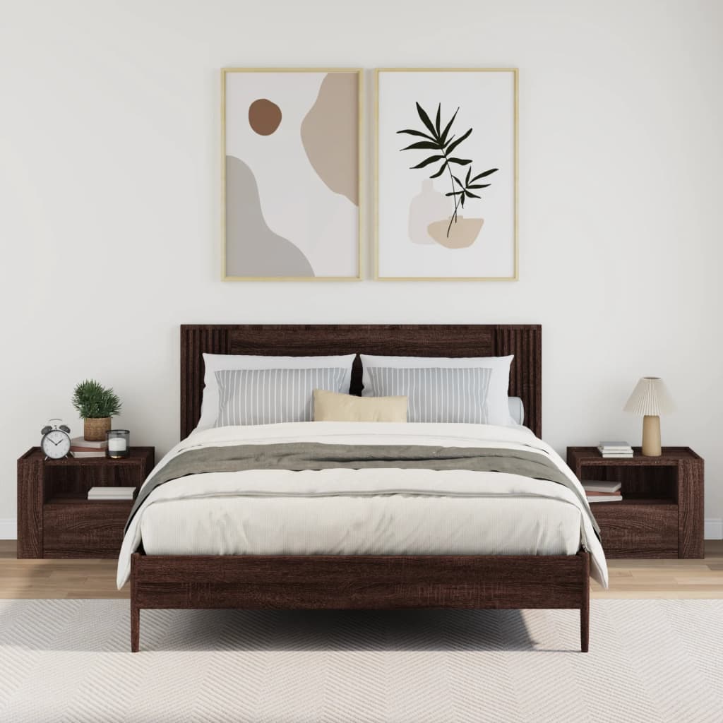 Mesas de cabeceira de parede 2pcs 45x30x35 cm carvalho castanho