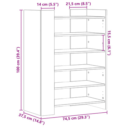 Sapateira 74,5x37,5x100cm derivados de madeira cinzento cimento