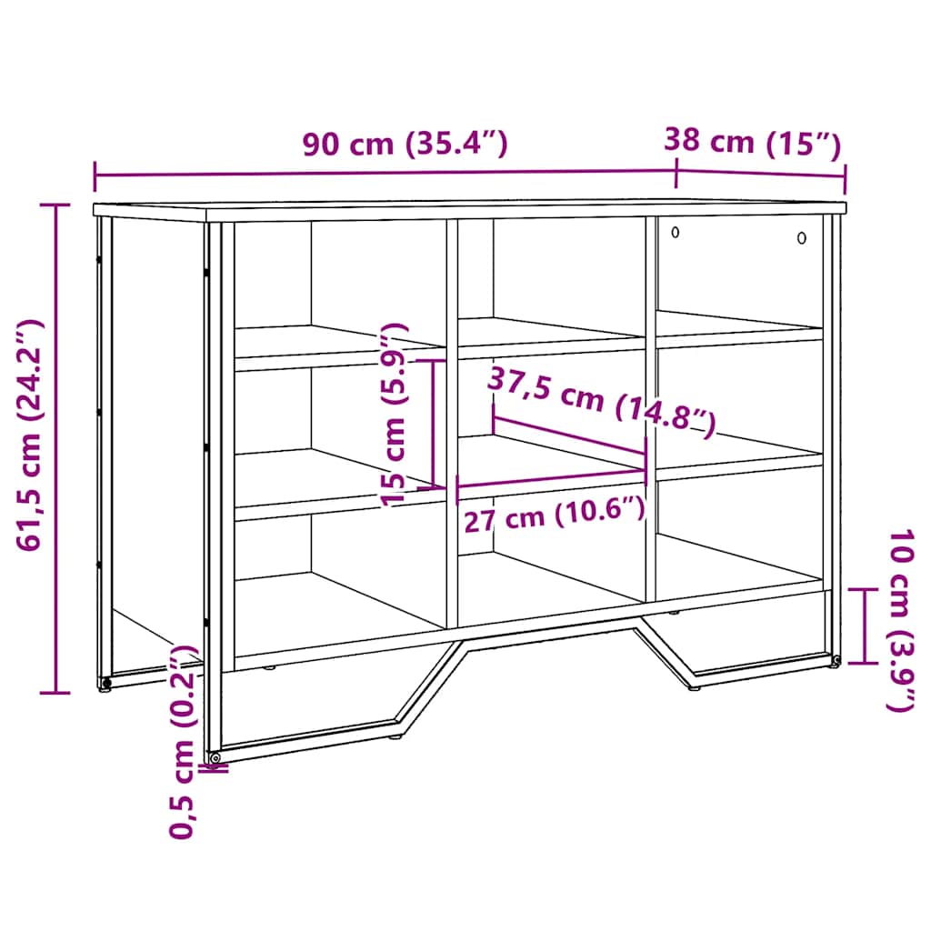 Sapateira 90x38x61,5 cm derivados de madeira cinzento sonoma