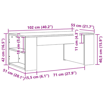Mesa centro 102x55x42 cm derivados de madeira carvalho castanho
