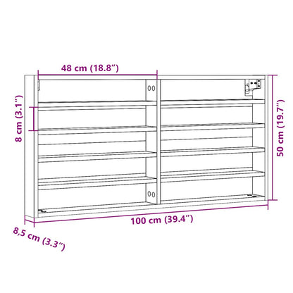 Armário vitrine 100x8,5x50 cm derivados madeira carvalho sonoma
