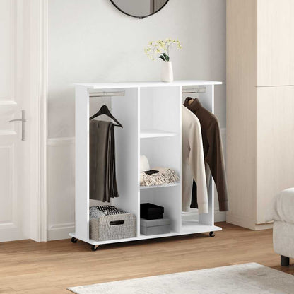 Roupeiro com rodas 102x38x110 cm derivados de madeira branco
