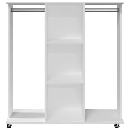 Roupeiro com rodas 102x38x110 cm derivados de madeira branco