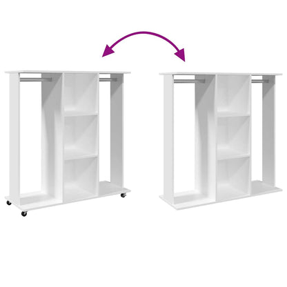 Roupeiro com rodas 102x38x110 cm derivados de madeira branco