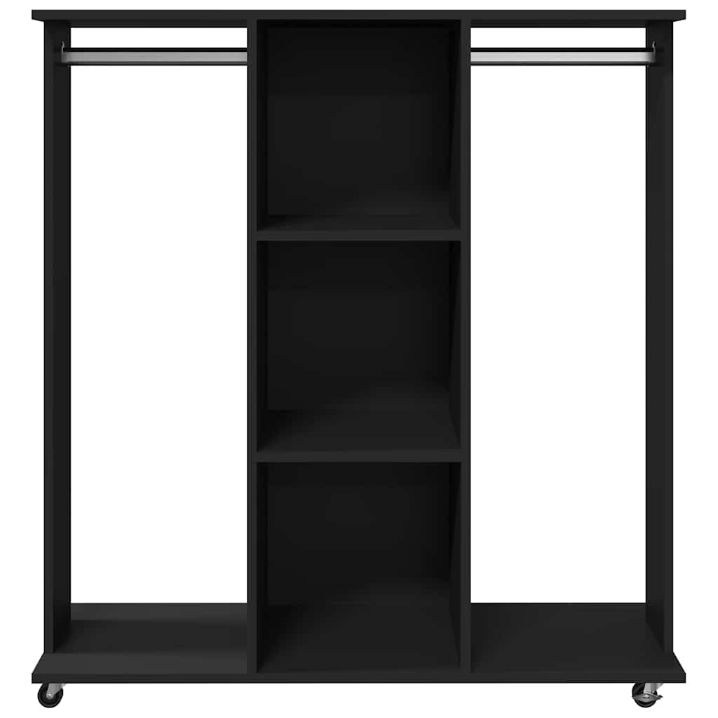 Roupeiro com rodas 102x38x110 cm derivados de madeira preto