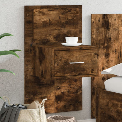 Mesa de cabeceira de parede com luzes LED carvalho fumado