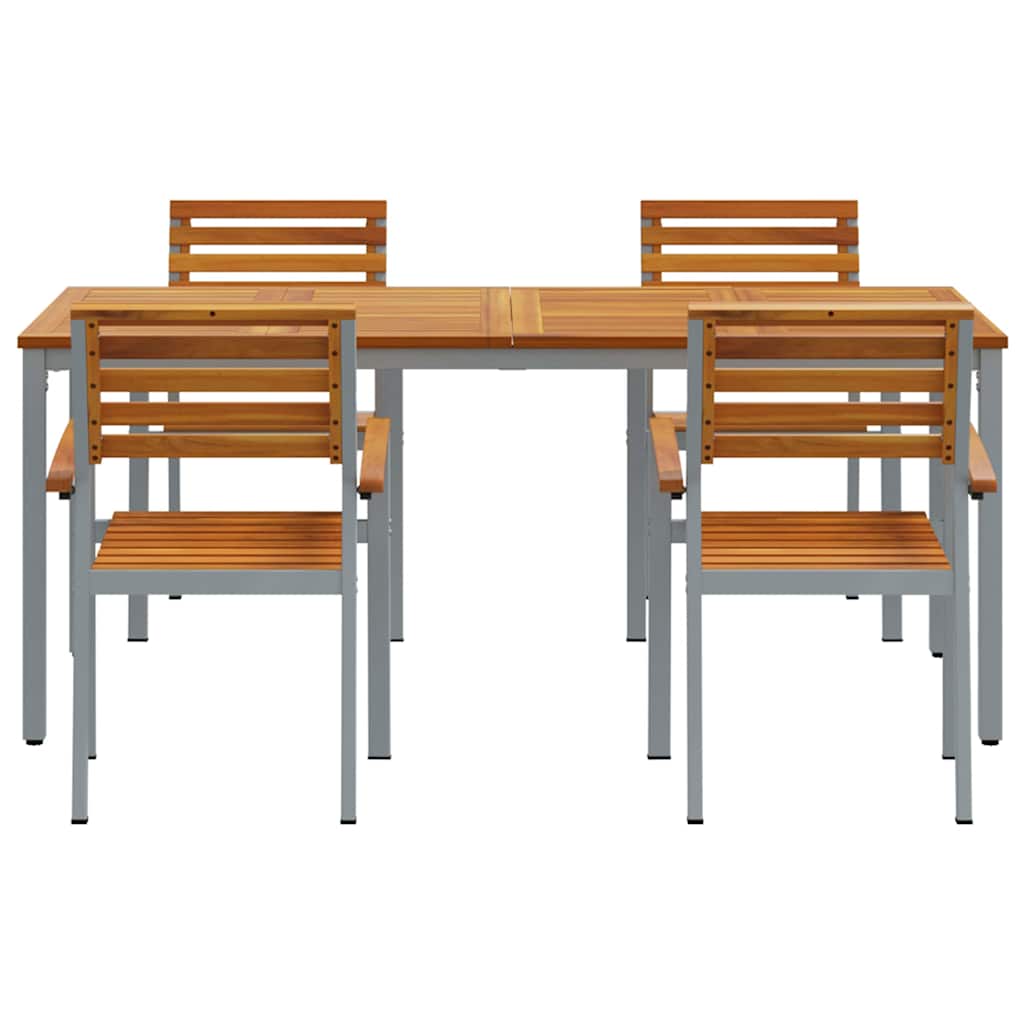 Conjunto de Jantar para Jardim 5 pcs Cinzeto