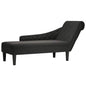 Chaise lounge c/ almofada/apoio de braços direito tecido preto