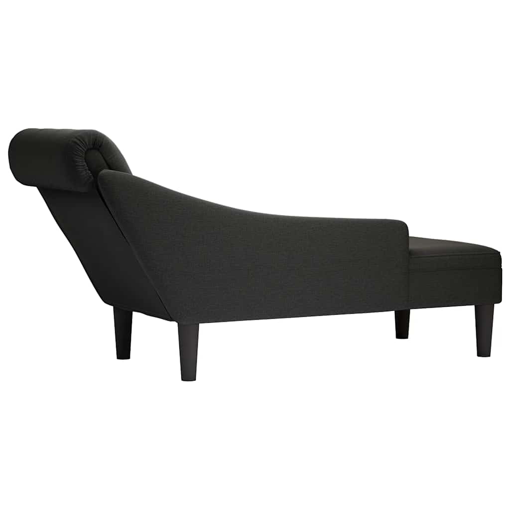 Chaise lounge c/ almofada/apoio de braços direito tecido preto