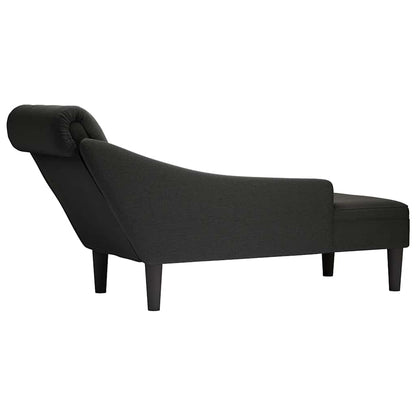 Chaise lounge c/ almofada/apoio de braços direito tecido preto