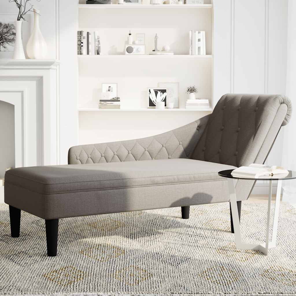 Chaise lounge c/ almofada/apoio de braços direito tecido