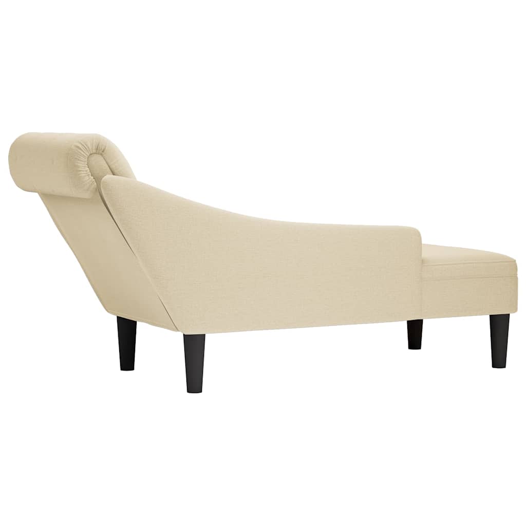 Chaise lounge c/ almofada/apoio de braços direito tecido creme