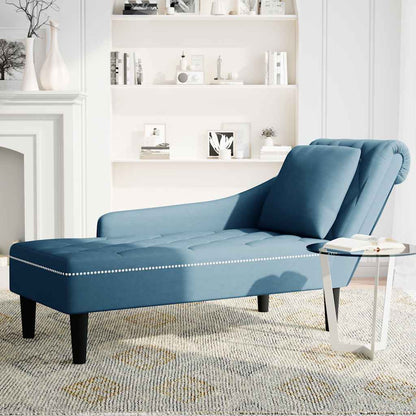 Chaise lounge c/ almofada/apoio de braços direito veludo azul