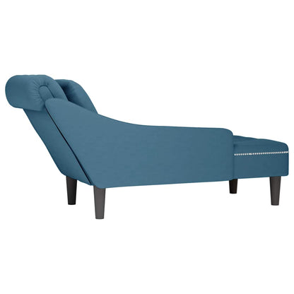 Chaise lounge c/ almofada/apoio de braços direito veludo azul