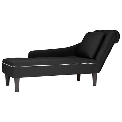 Chaise lounge c/ almofada/apoio de braços direito veludo preto