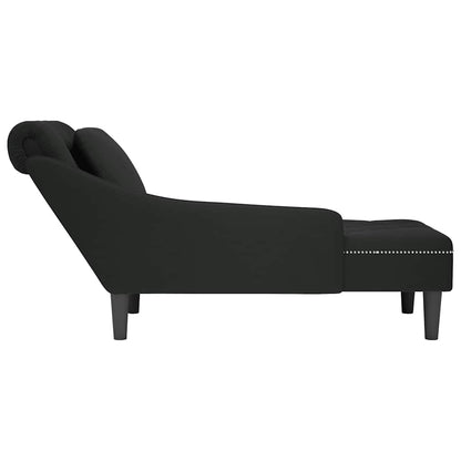 Chaise lounge c/ almofada/apoio de braços direito veludo preto