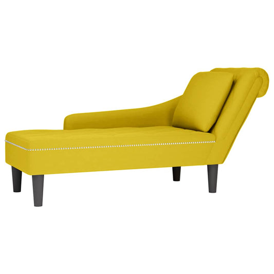 Chaise lounge c/almofada/apoio de braços direito veludo amarelo