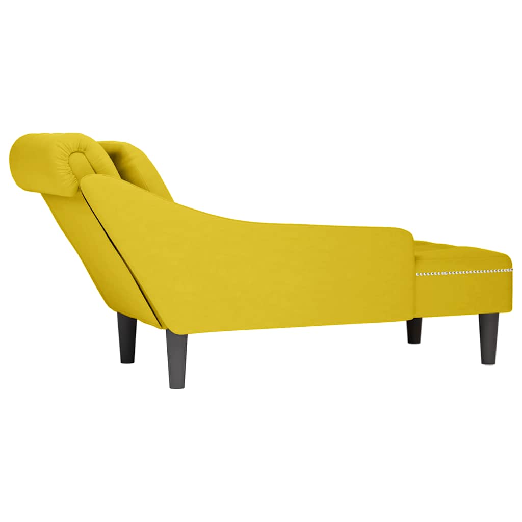 Chaise lounge c/almofada/apoio de braços direito veludo amarelo