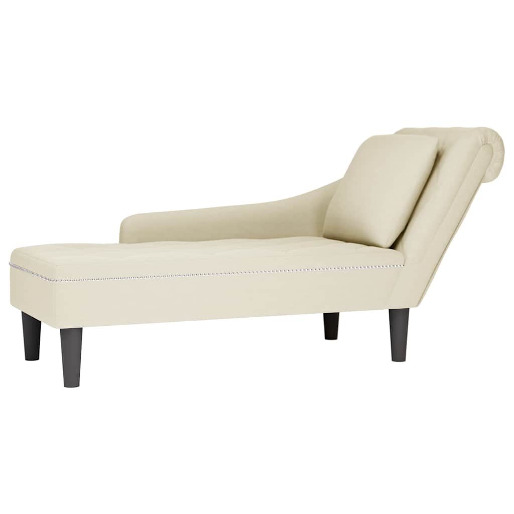 Chaise lounge c/ almofada/apoio de braços direito veludo creme