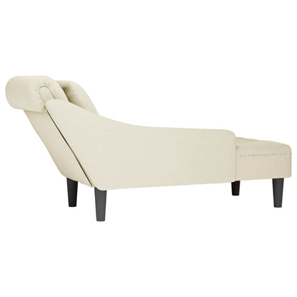 Chaise lounge c/ almofada/apoio de braços direito veludo creme