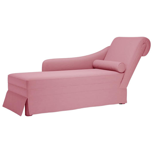 Chaise lounge c/ reforço/apoio de braços direito veludo rosa