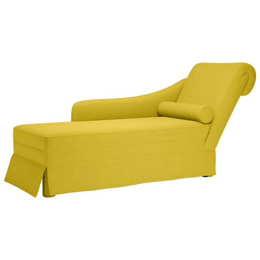 Chaise-longue com almofada e apoio braço direito veludo amarelo