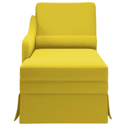 Chaise-longue com almofada e apoio braço direito veludo amarelo