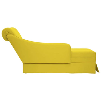 Chaise-longue com almofada e apoio braço direito veludo amarelo
