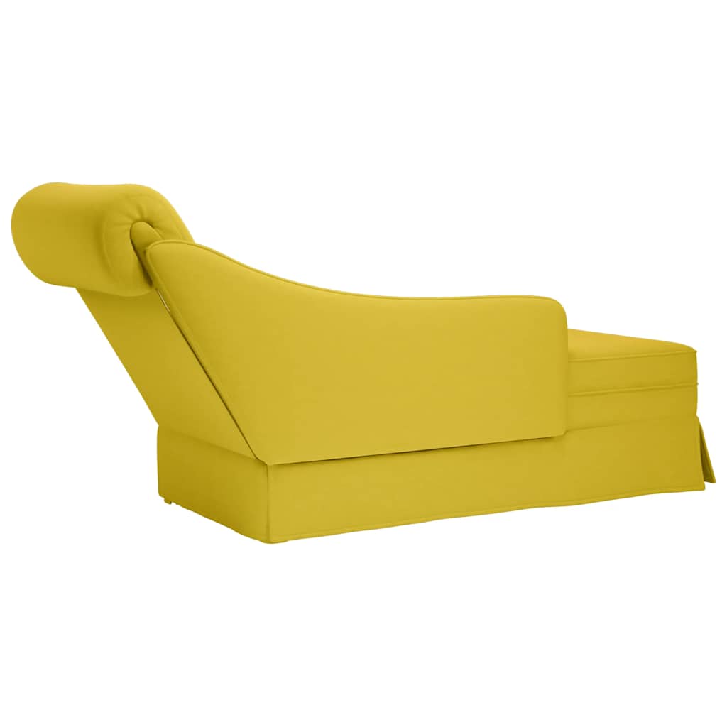 Chaise-longue com almofada e apoio braço direito veludo amarelo