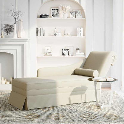 Chaise lounge c/ reforço/apoio de braços direito veludo creme